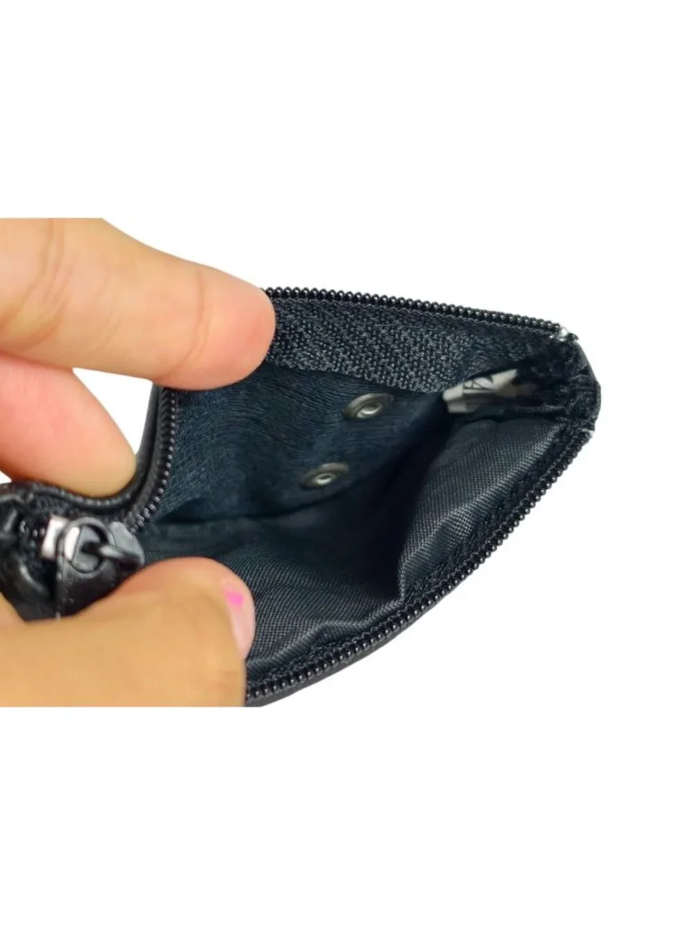 VTG Seattle Genuine Leather Coin Key Case Black Zipper Snap Button Closure HTF